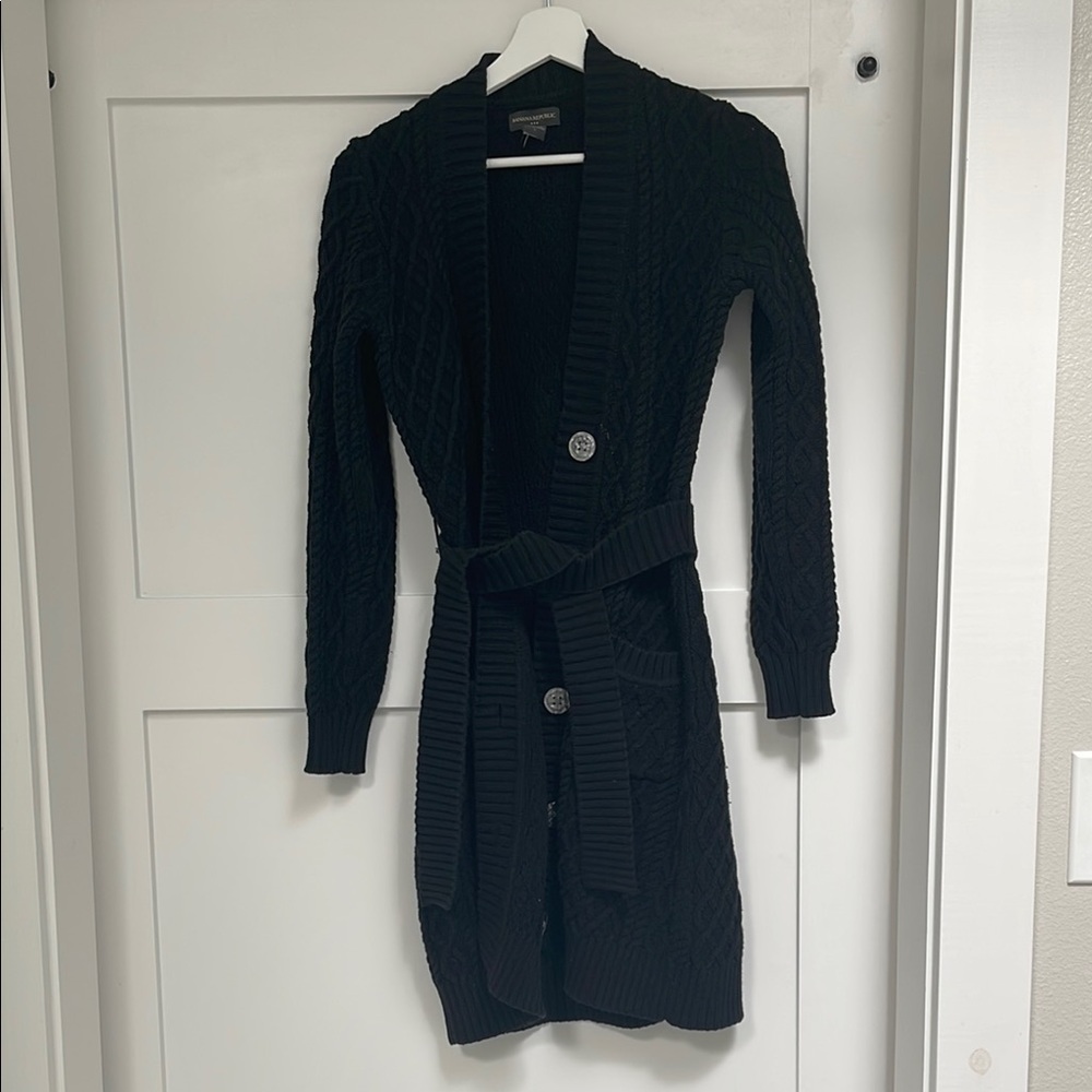 Black Cable Knit Cardigan Sweater